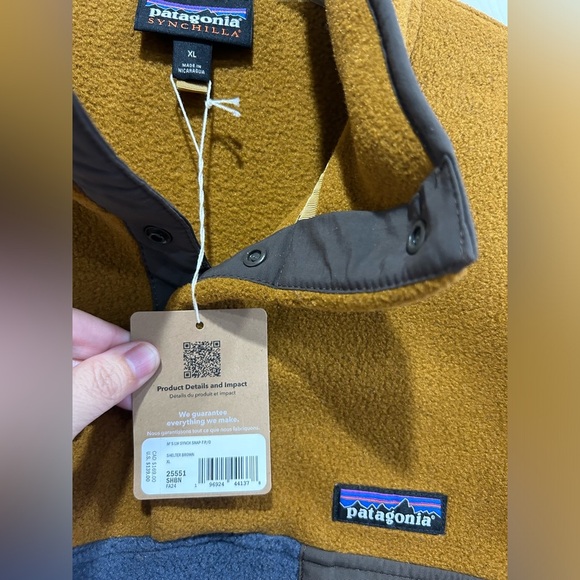Patagonia Men's XL Lightweight Synchilla Snap-T Fleece Pullover NWT Brown - Picture 6 of 9
